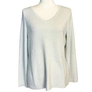 Chico's Metallic Drapey Pullover Knit Sweater Women's Long Sleeve Size 1 Med NYE